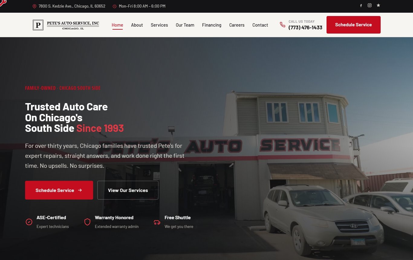 New Pete's Auto Service homepage