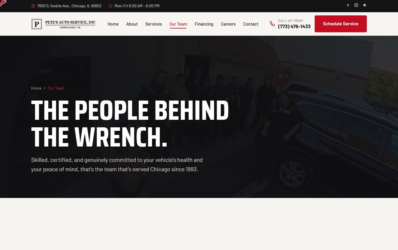 Meet the team page