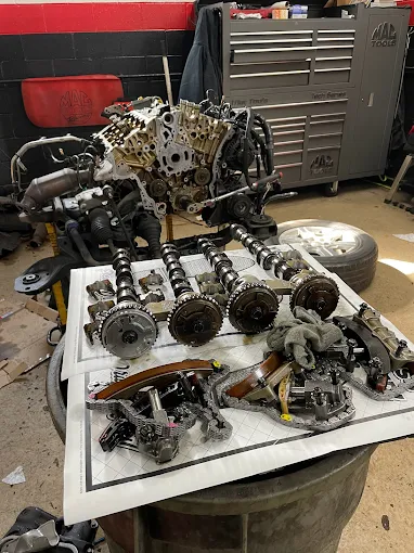 Detailed engine work at Pete's Auto Service